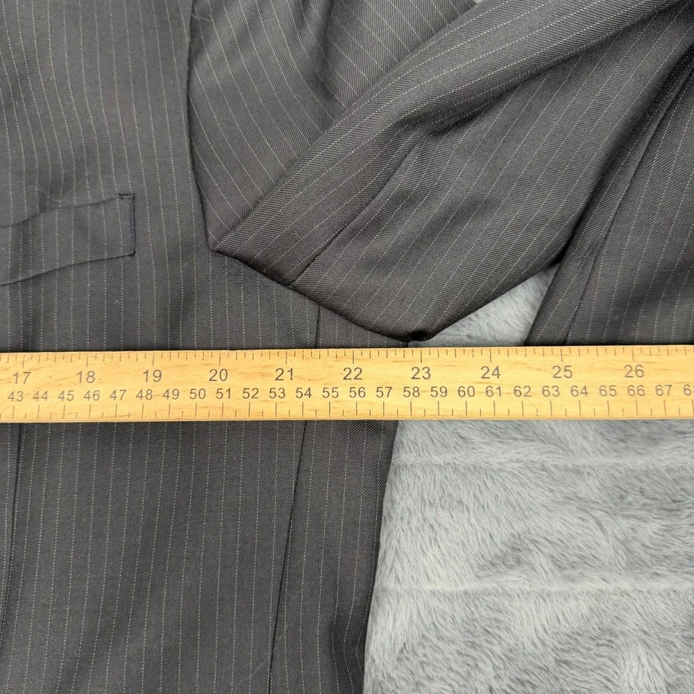 Tasso Elba Mens Pinstripe Blazer 100% Pure New Wool 3-Button Sport Coat Charcoal